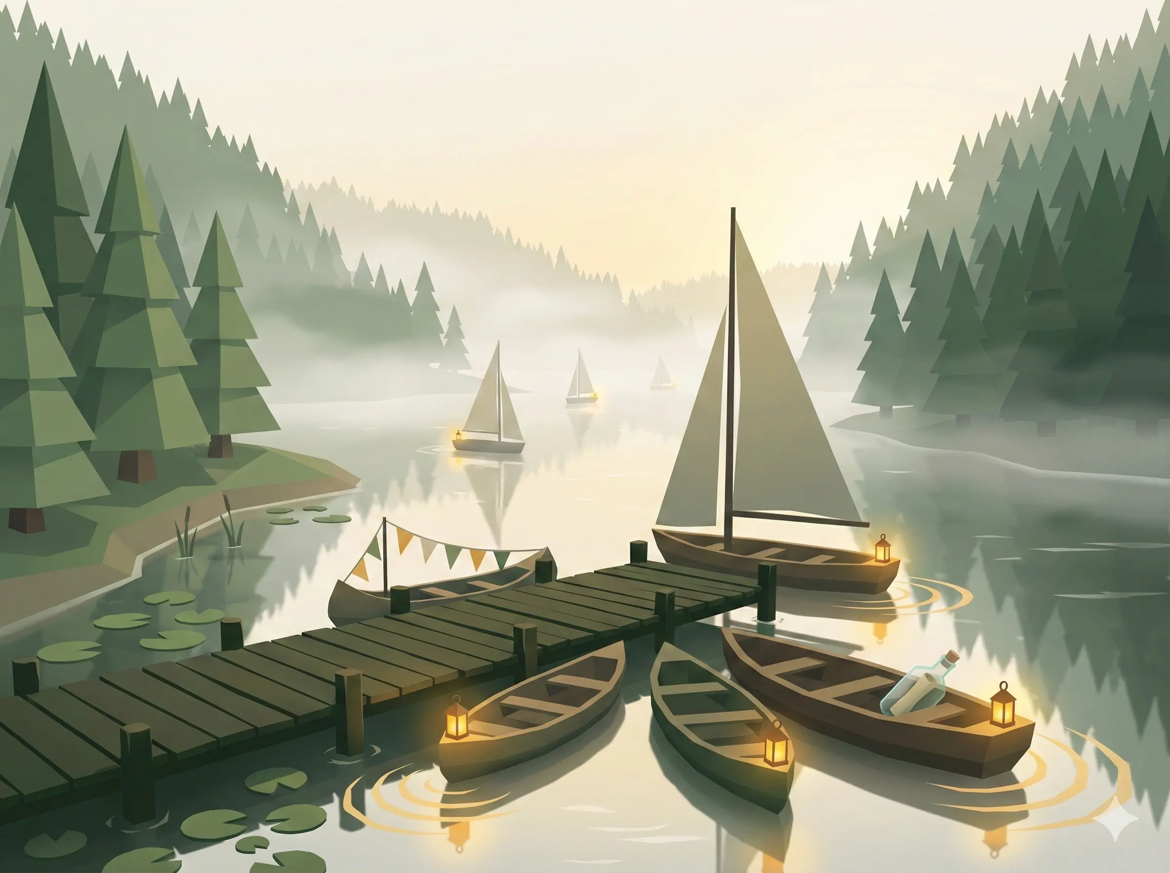 Campaign launch dock with boats